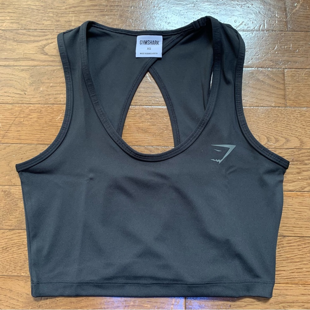 Gymshark Womens Power Open Back Cropped Tank | XS | Black NEW!! - Picture 2 of 13